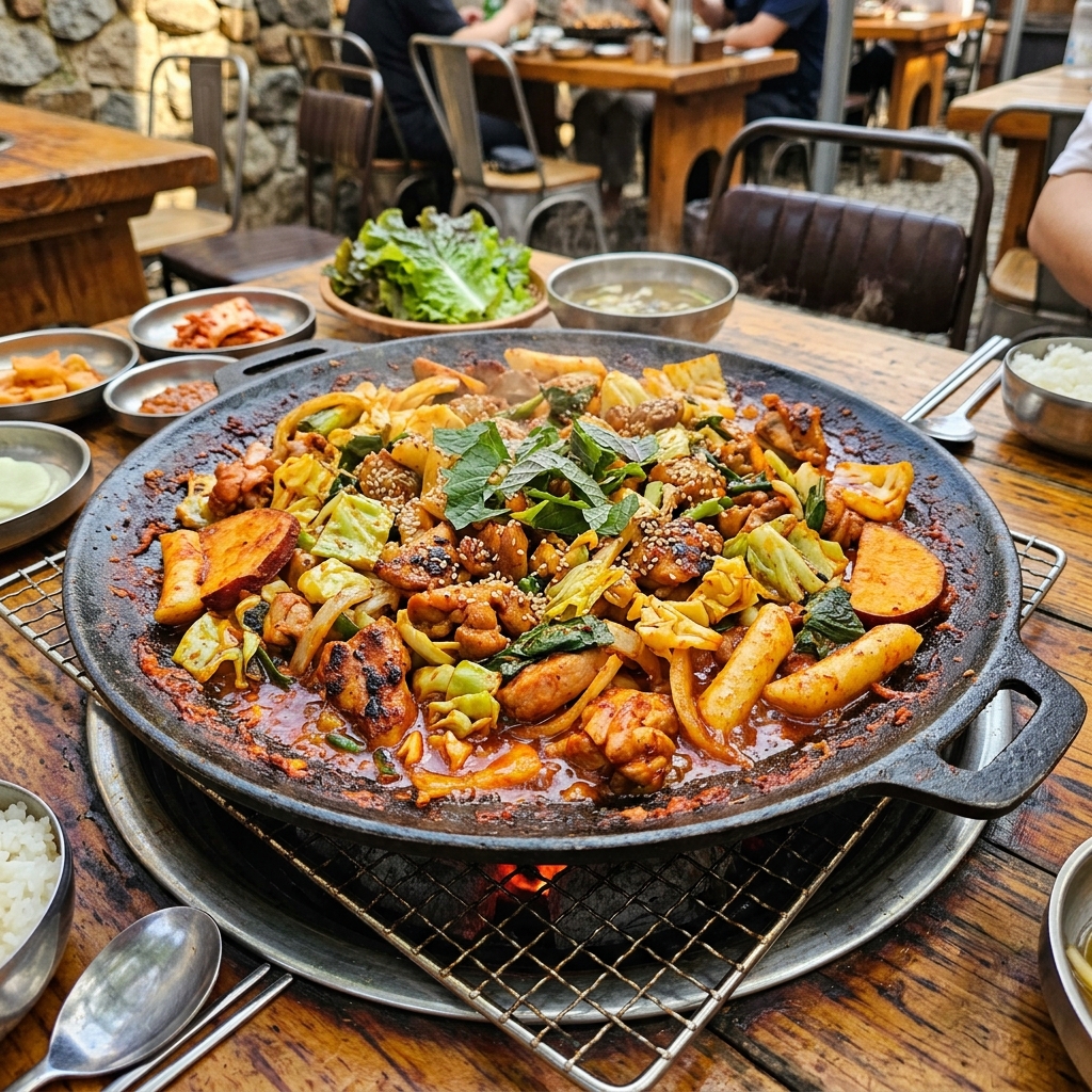 거대한 철판 위에서 벌어지는 화끈한 파티, 춘천 닭갈비